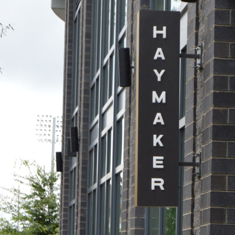haymaker exterior blade sign by phoenix signs